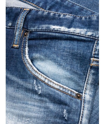 DSQUARED2 - Jean Skinny dan bleu avec déchirures pas cheres