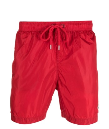 MONCLER - Short de bain à patch logo rouge Profitez des Offres !