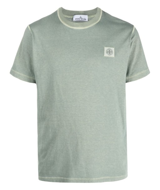 STONE ISLAND - Tee Shirt Compass dye vert de la marque