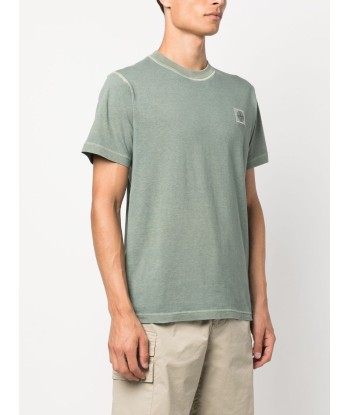 STONE ISLAND - Tee Shirt Compass dye vert de la marque