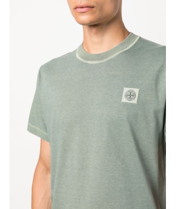 STONE ISLAND - Tee Shirt Compass dye vert de la marque