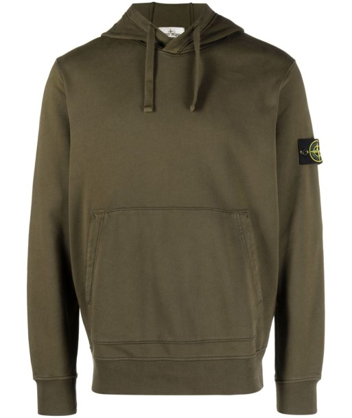 STONE ISLAND - Sweat à capuche classique olive de technologie