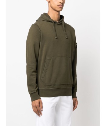 STONE ISLAND - Sweat à capuche classique olive de technologie