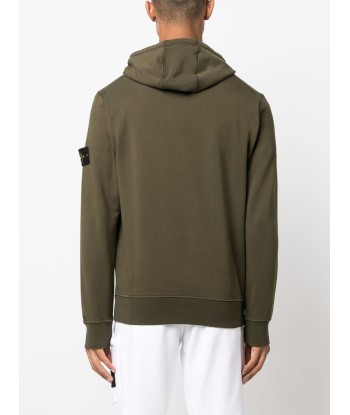 STONE ISLAND - Sweat à capuche classique olive de technologie