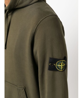 STONE ISLAND - Sweat à capuche classique olive de technologie