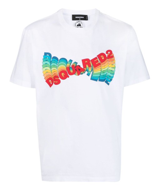 DSQUARED2 - T-shirt à logo imprimé blanc sur le site 