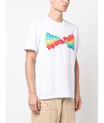 DSQUARED2 - T-shirt à logo imprimé blanc sur le site 