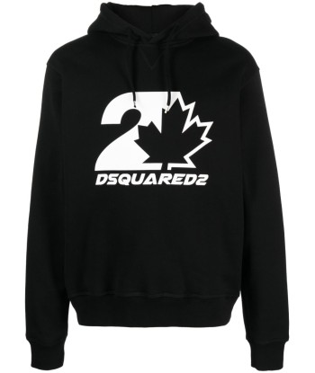 DSQUARED2 - Hoodie en coton à logo noir pas cheres