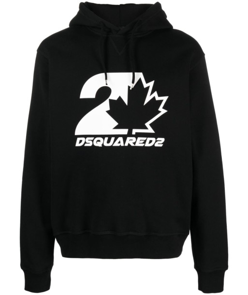 DSQUARED2 - Hoodie en coton à logo noir pas cheres