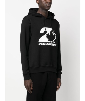 DSQUARED2 - Hoodie en coton à logo noir pas cheres