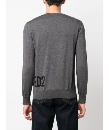 DSQUARED2 - Pull à logo en intarsia gris foncé en stock