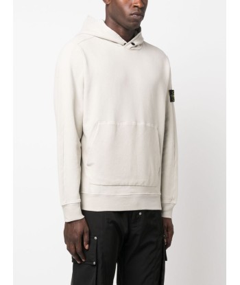 STONE ISLAND - Sweat à capuche à bouton bleu clair pas cher