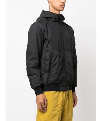 STONE ISLAND - Veste Garment dye crinkle noire paiement sécurisé