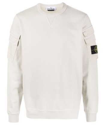 STONE ISLAND - Crewneck beige double poche d'Europe débarque