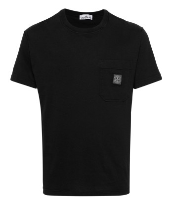 STONE ISLAND - Tee Shirt délavé à poche noir Pour