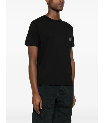 STONE ISLAND - Tee Shirt délavé à poche noir Pour