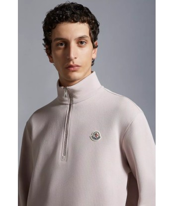 MONCLER - Sweat à demi-zip rose france