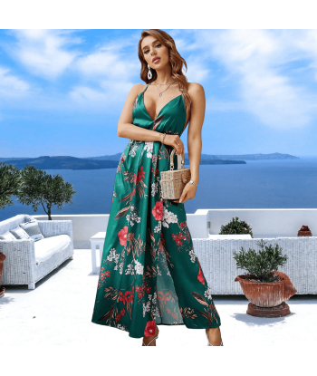 Vestito Lungo Verde a Fiori Boho Chic ou a consommer sur place