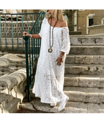 Vestito Hippie Bianco Les magasins à Paris