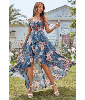 Vestito da Damigella Floreale Blu Asimmetrico online