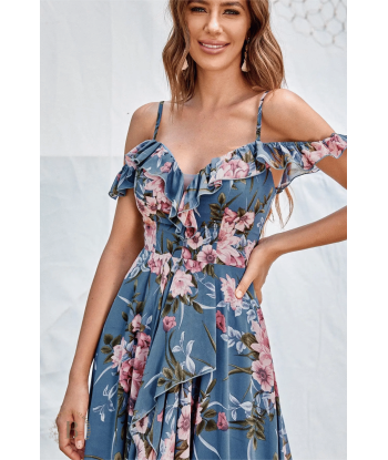 Vestito da Damigella Floreale Blu Asimmetrico online