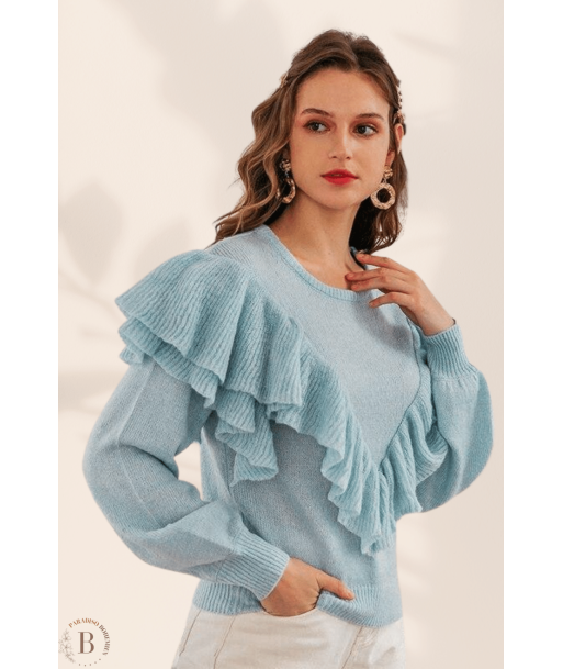 Maglione Blu con Balze da Donna paiement sécurisé