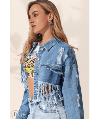 Giacca di Jeans Boho con Frange des créatures d'habitude