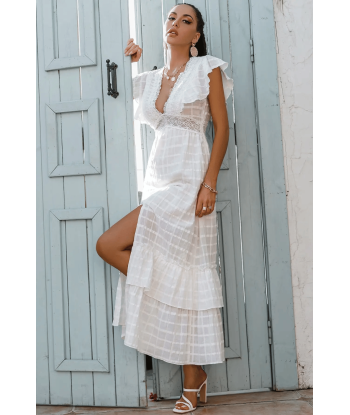 Vestito Bianco Lungo con Balze ou a consommer sur place