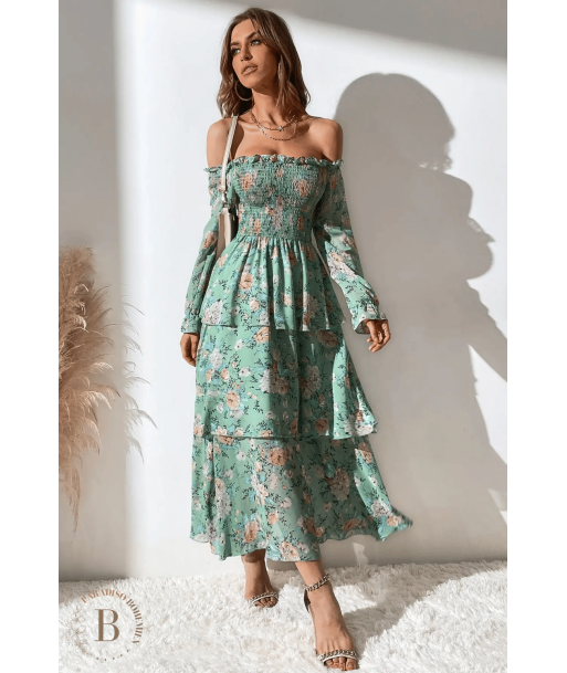 Vestito Lungo Verde Salvia Boho Chic Vous souhaitez 