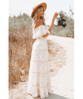 Vestito Bianco Lungo Boho basket pas cher