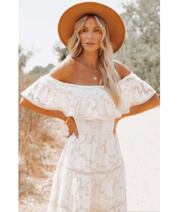 Vestito Bianco Lungo Boho basket pas cher