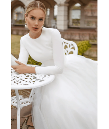 Abito da Sposa Semplice con Maniche soldes