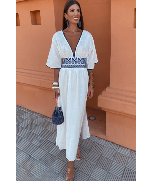 Abito Maxi Bianco Boho Chic Estivo de pas cher