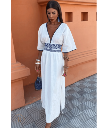 Abito Maxi Bianco Boho Chic Estivo de pas cher