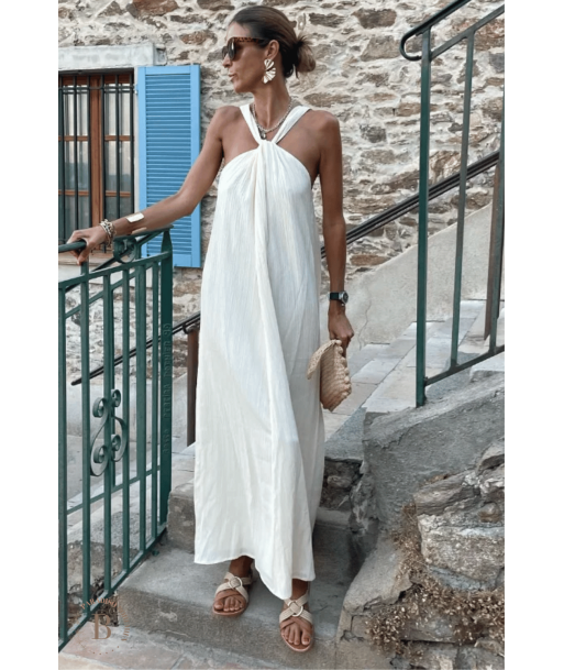 Abito Bianco Maxi Boho in Lino les muscles