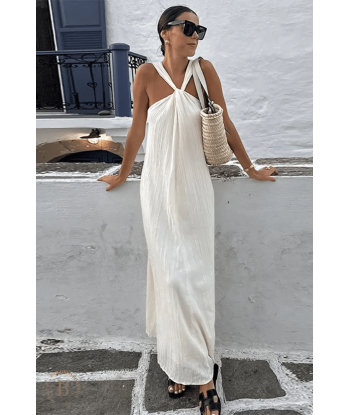 Abito Bianco Maxi Boho in Lino les muscles