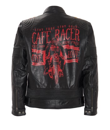 VESTE EN CUIR KING KEROSIN AVEC IMPRIMÉ »CAFE RACER« ET RAYURES RACER en stock