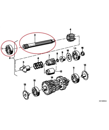 Arbre primaire D18MM - BMW-23211231516 + Roulement - BMW-23211235449 les muscles