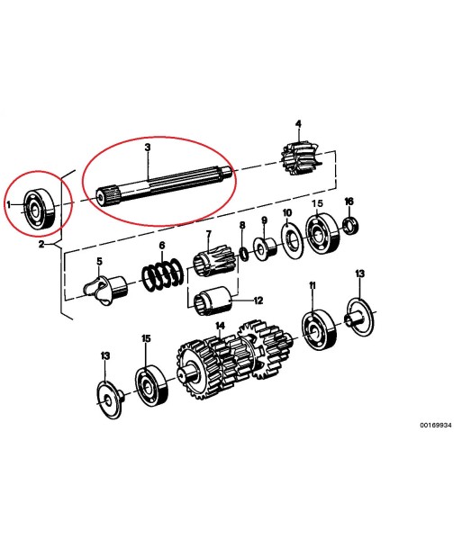 Arbre primaire D18MM - BMW-23211231516 + Roulement - BMW-23211235449 les muscles