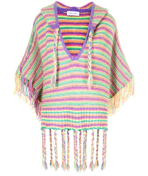 MIRA MIKATI - Poncho rayé à capuche pas cher 