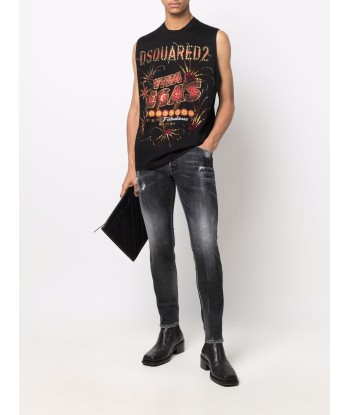 DSQUARED2 - Jean skinny à effet délavé en linge