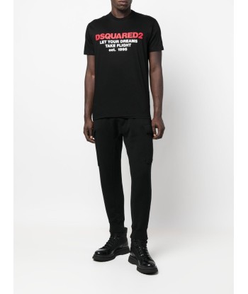 DSQUARED2 - Tee-shirt à logo imprimé noir en stock