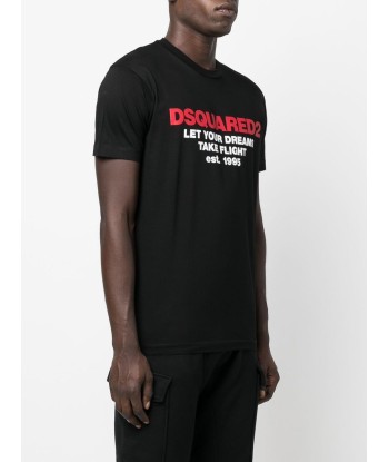 DSQUARED2 - Tee-shirt à logo imprimé noir en stock