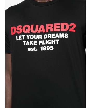 DSQUARED2 - Tee-shirt à logo imprimé noir en stock