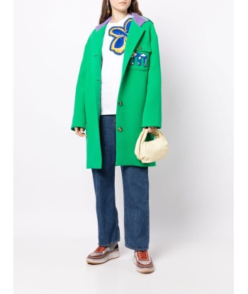 MIRA MIKATI - Manteau en maille à col contrastant s'inspire de l'anatomie humaine